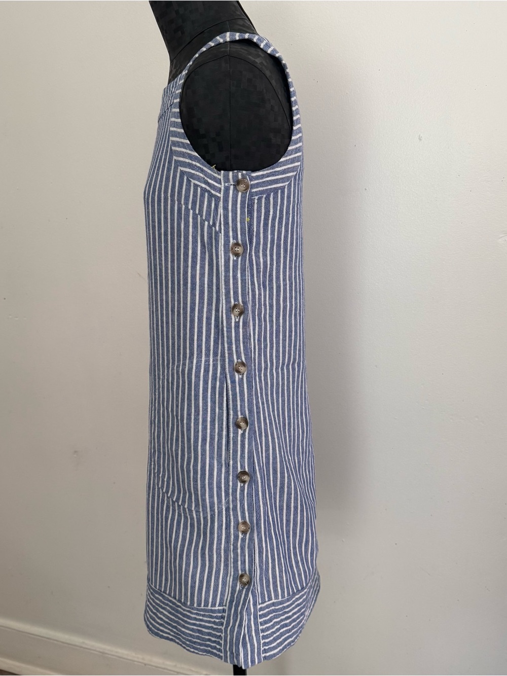 ForCynthia Blue Stripe Linen Blend Shift Dress